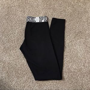 VS Pink Logo Waistband Yoga Leggings